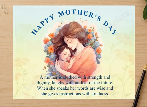 Professional preview of Mother Baby Girl Clipart certificate on high-quality stationery paper, ideal for showcasing the final look.