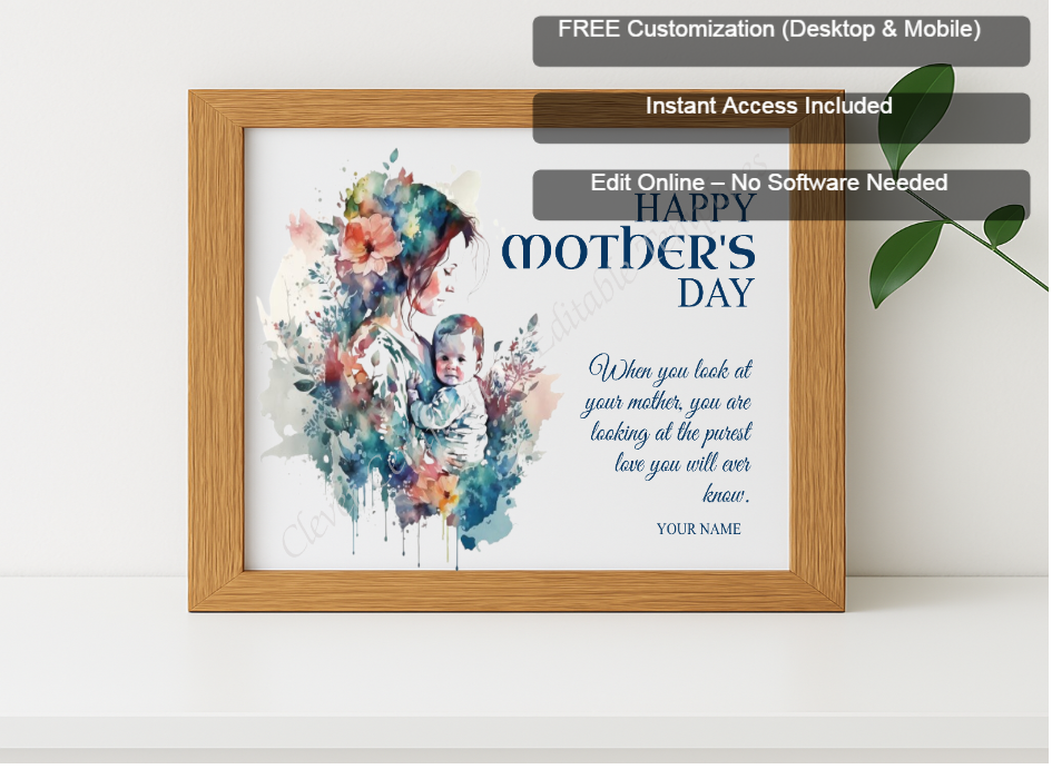 Premium mockup with Free Editor badge stack for Mother Baby Boy Clipart