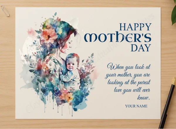 Professional preview of Mother Baby Boy Clipart certificate on high-quality stationery paper, ideal for showcasing the final look.