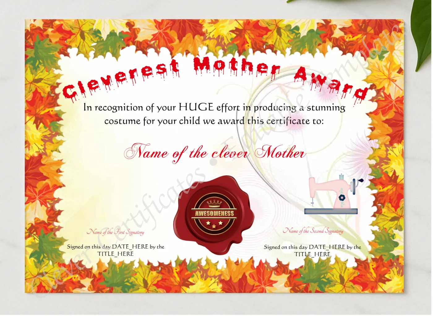 Cleverest Halloween Mother presented in a sleek wooden frame, elegantly arranged on a stylish table.