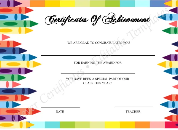 Editable Certificate Of Achievement For Students