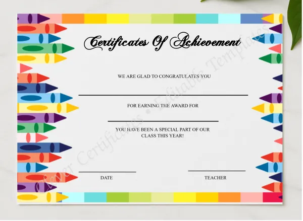Editable Certificate Of Achievement For Students presented in a sleek wooden frame, elegantly arranged on a stylish table.