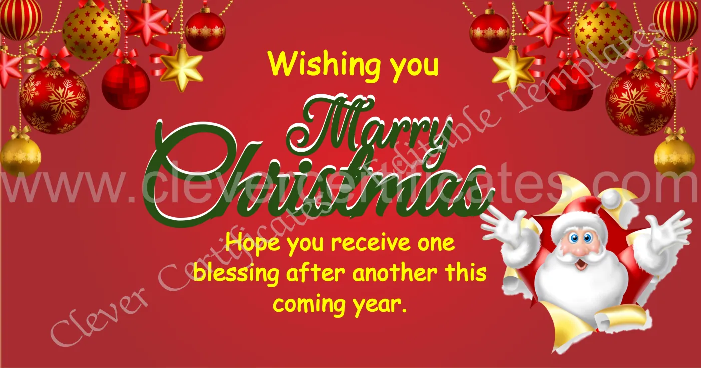Editable Wishing Christmas Day Facebook Post — Certificate Template Preview