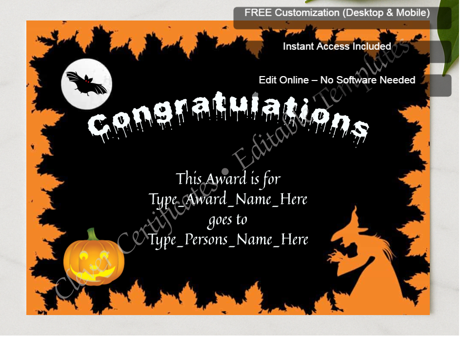 Framed preview featuring Free Editor badge stack for Halloween Congratulations