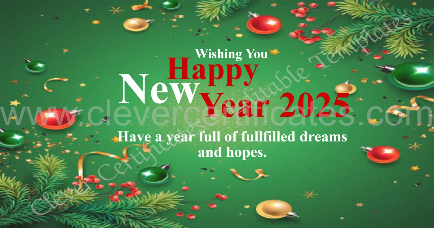 Editable New Year Wishing Facebook Post — Certificate Template Preview
