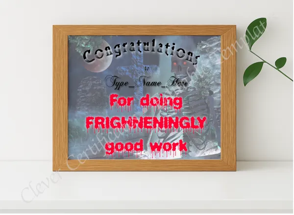 Realistic mockup featuring Halloween Frighteningly Good displayed within a modern frame, set against a minimalistic background.