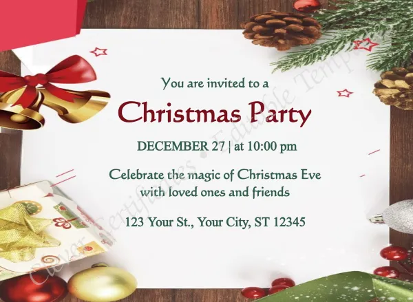 Editable Illustrative Christmas Party Invitation Template