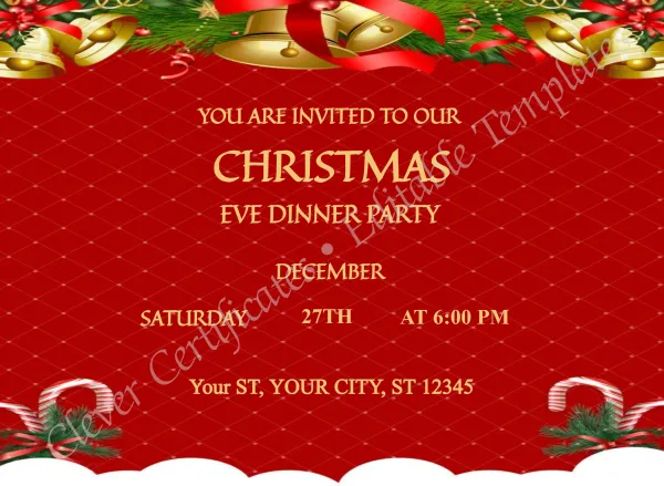 Editable Red Christmas Eve Party Invitation Template