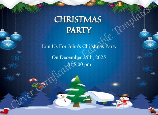 Editable Modern Christmas Party Invitation Template