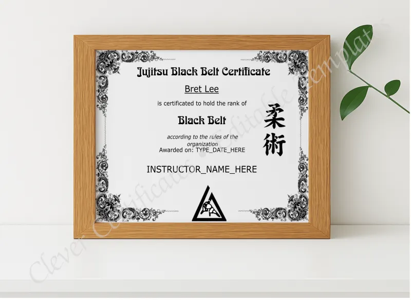 Brazilian Jiu Jitsu Black Belt Certificate Template