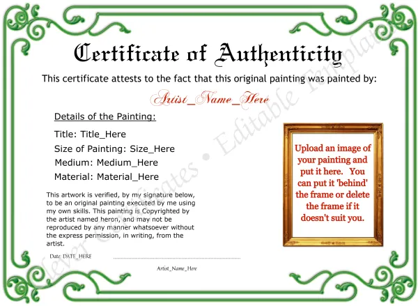 Editable Green Authenticity With Image
