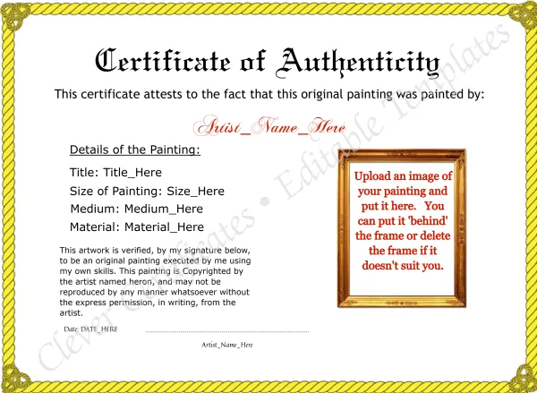 Printable Yellow Authenticity With Image