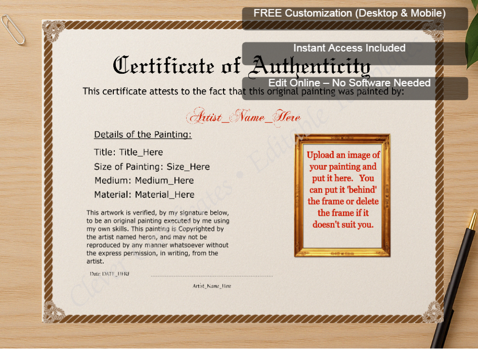 Zoomed preview with Free Editor badge stack for Customizeable Brown Authenticity With Image