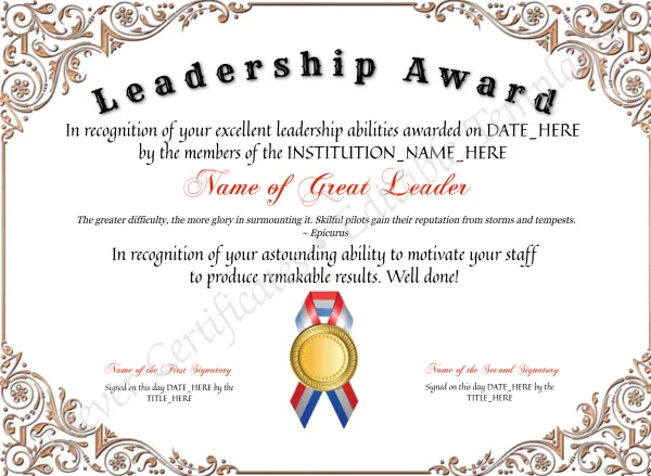 Customizable Leadership Award