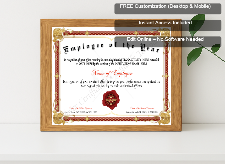 Premium mockup with Free Editor badge stack for Customizable Employee Of The Year
