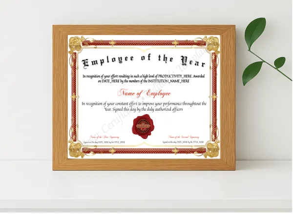 Realistic mockup featuring Customizable Employee Of The Year displayed within a modern frame, set against a minimalistic background.