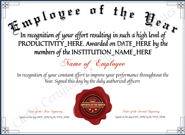 Editable Elegant Employee Of The Year