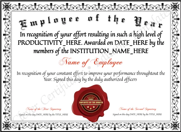 Customizable Elegant Employee Of The Year