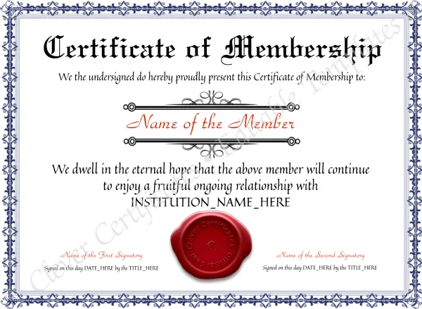 Editable Elegant Blue Certificate Of Membership