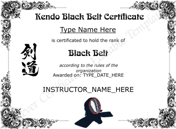 Kendo Black Belt Certificate