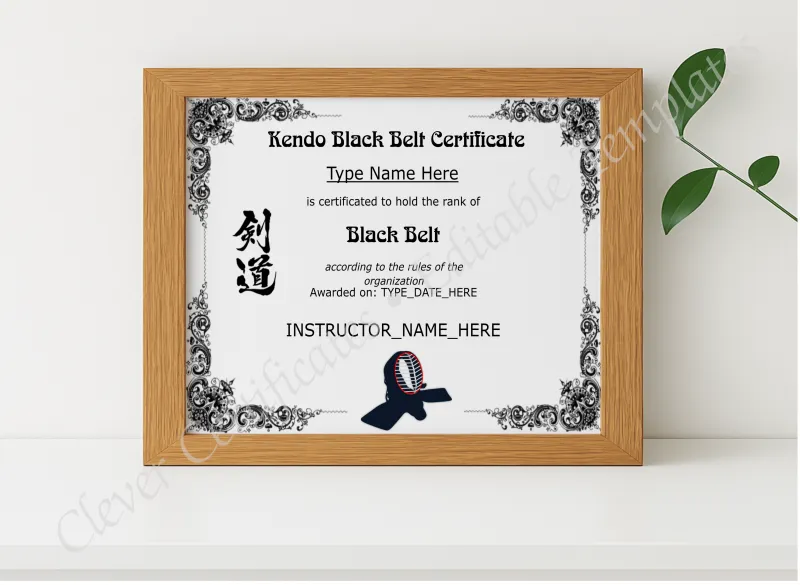 Kendo Black Belt Certificate Template