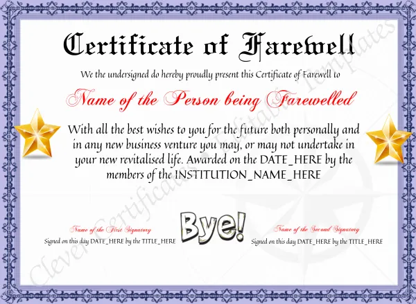 Editable Elegant Certificate Of Farewell