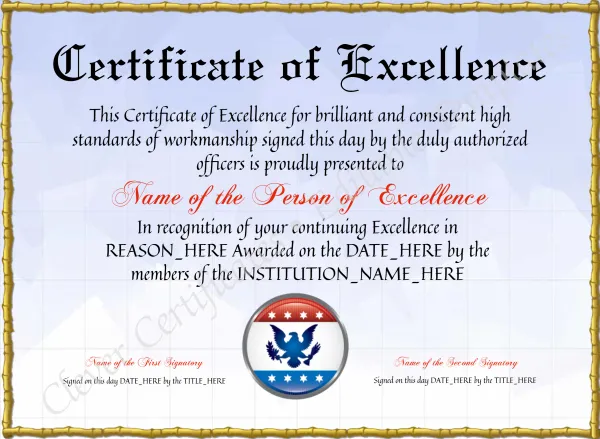 Editable Elegant Certificate Of Excellence