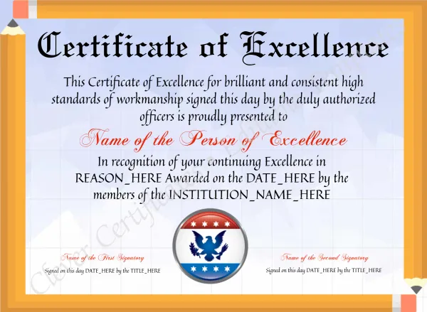 Printable Elegant Certificate Of Excellence