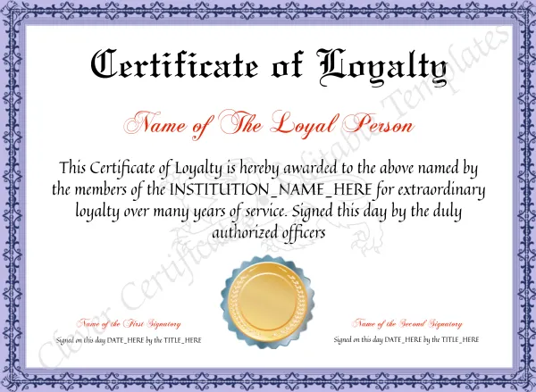 Customizable Elegant Certificate Of Loyalty