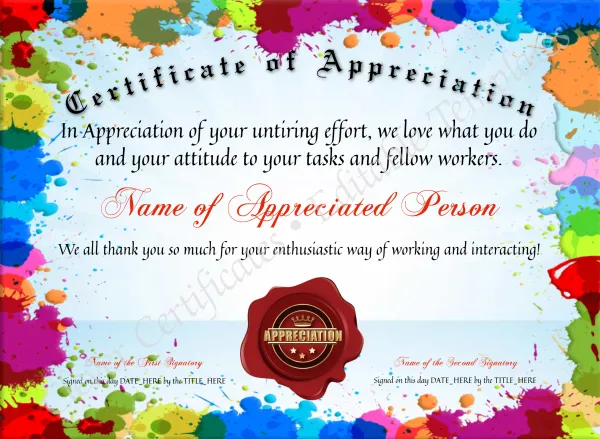 Certificate Of Appreciation