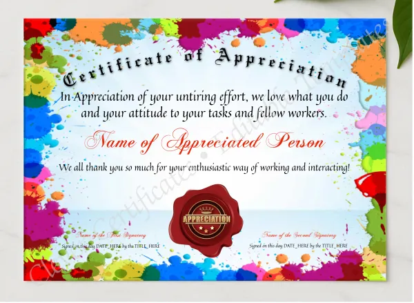Certificate Of Appreciation presented in a sleek wooden frame, elegantly arranged on a stylish table.