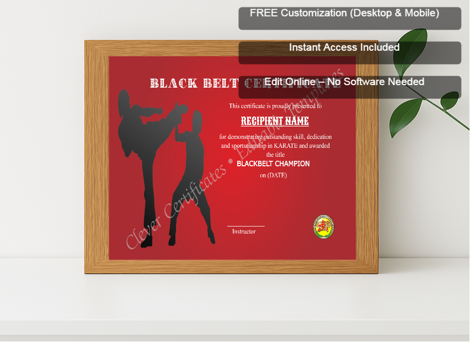 Premium mockup with Free Editor badge stack for Modern Blackbelt Award