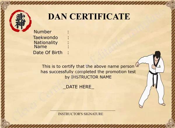 Editable Dan Certificate