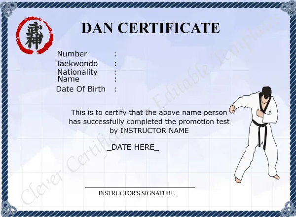 Printable Dan Certificate