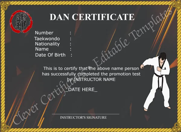 Customizable Dan Certificate