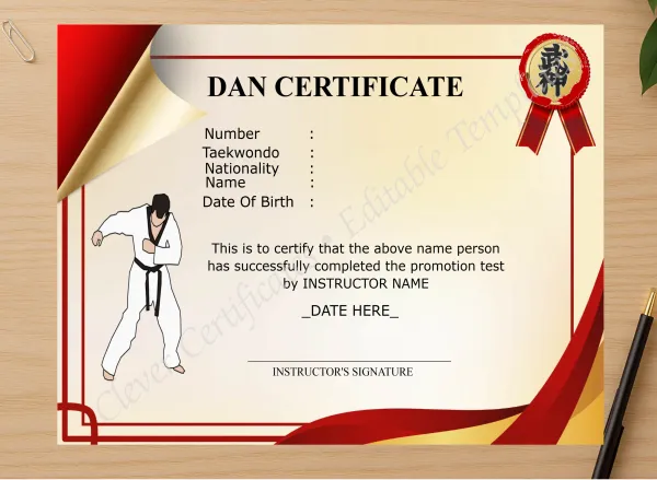 Professional preview of Elegant Dan Certificate certificate on high-quality stationery paper, ideal for showcasing the final look.