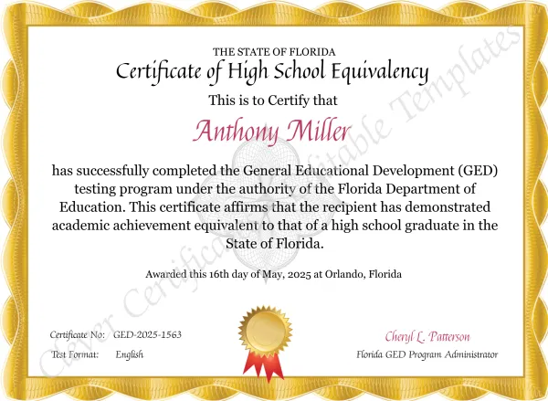 Florida High School Equivalency Certificate
