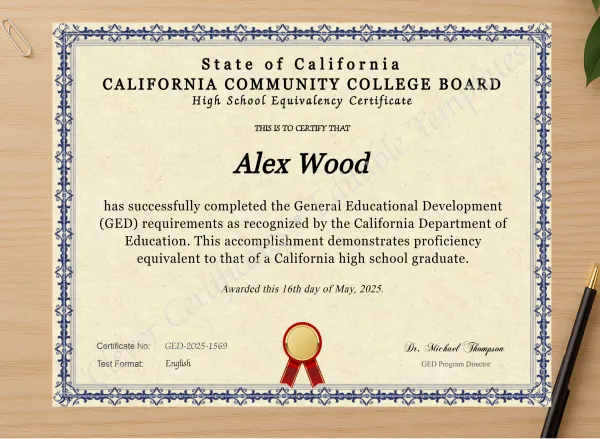 California High School Equivalency Certificate