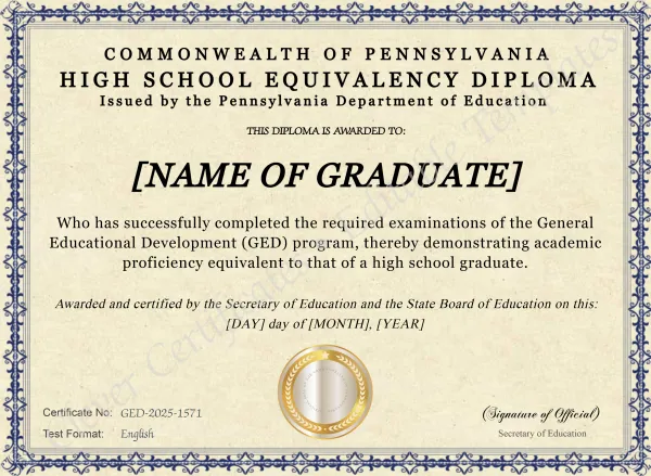 Pennsylvania High School Equivalency Certificate