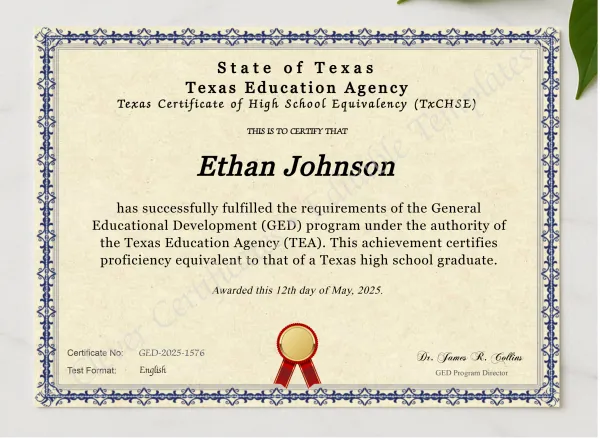 Texas Ged presented in a sleek wooden frame, elegantly arranged on a stylish table.