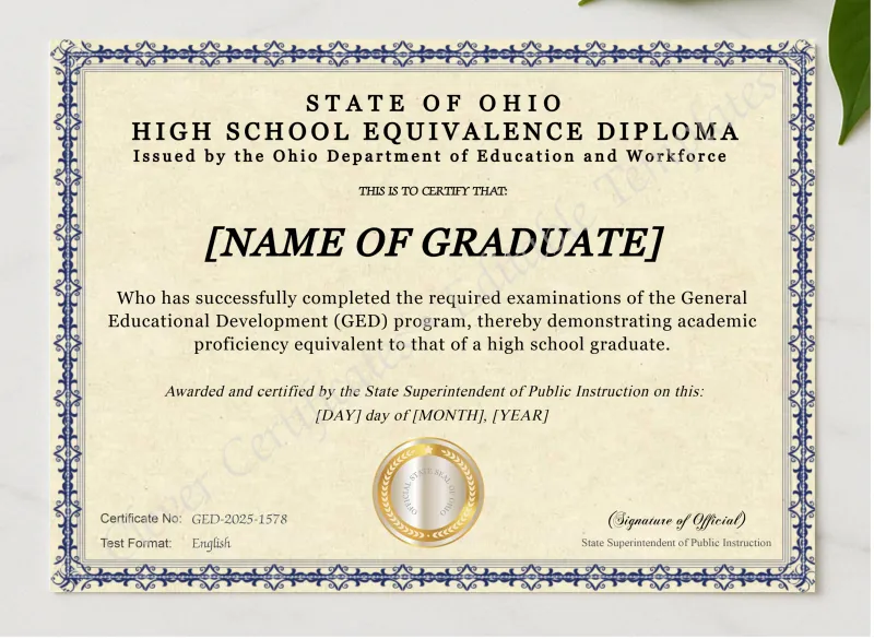 Ohio Ged presented in a sleek wooden frame, elegantly arranged on a stylish table.