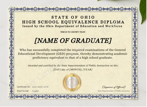Ohio Ged presented in a sleek wooden frame, elegantly arranged on a stylish table.