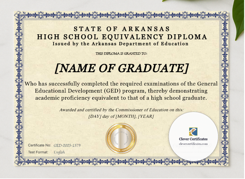 Arkansas Ged presented in a sleek wooden frame, elegantly arranged on a stylish table.