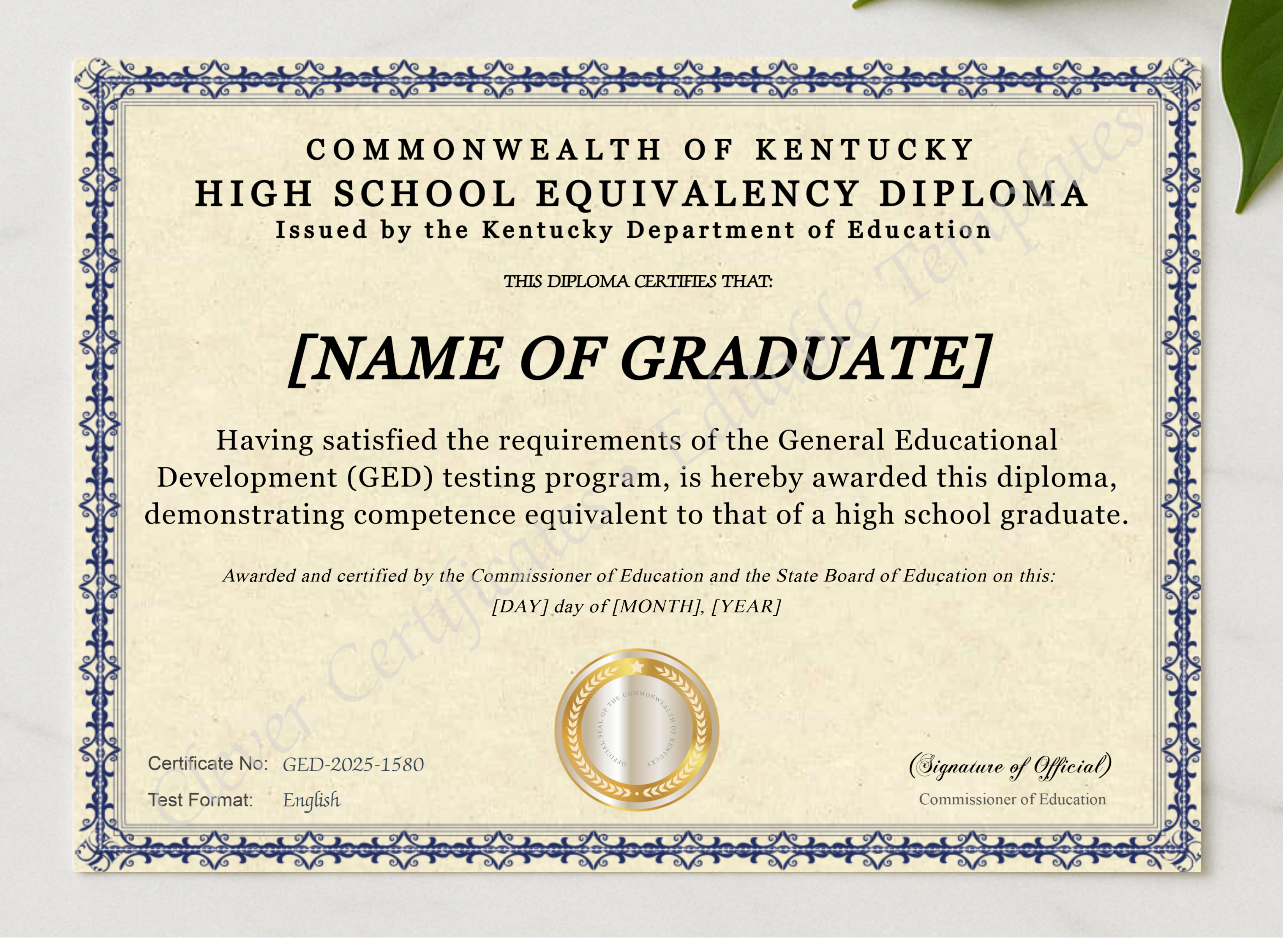 Kentucky Ged presented in a sleek wooden frame, elegantly arranged on a stylish table.