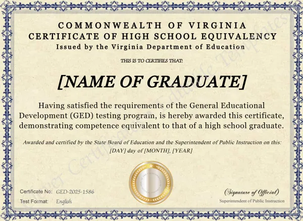 Virginia High School Equivalency Certificate