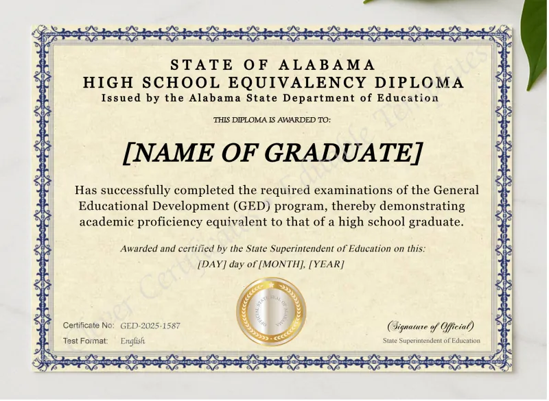 Alabama Ged presented in a sleek wooden frame, elegantly arranged on a stylish table.