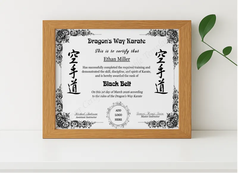 Martial Arts Belt Promotion Certificate Pack (White to Black)