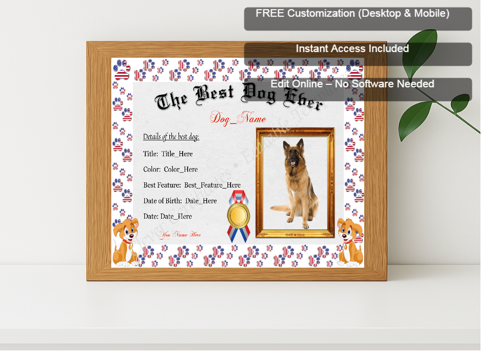 Premium mockup with Free Editor badge stack for The Best Dog Ever Award