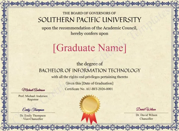 Australian Bachelor of Information Technology Degree Template