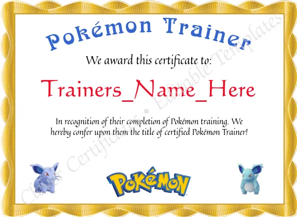 Pokemon Trainer Certificate